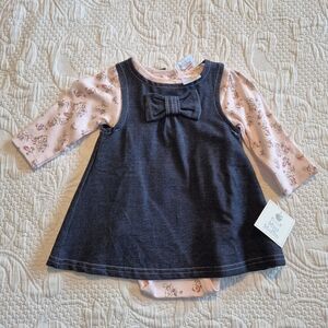 Mini Muffin girls size 3-6 months bodysuit and dress set pink & blue NEW